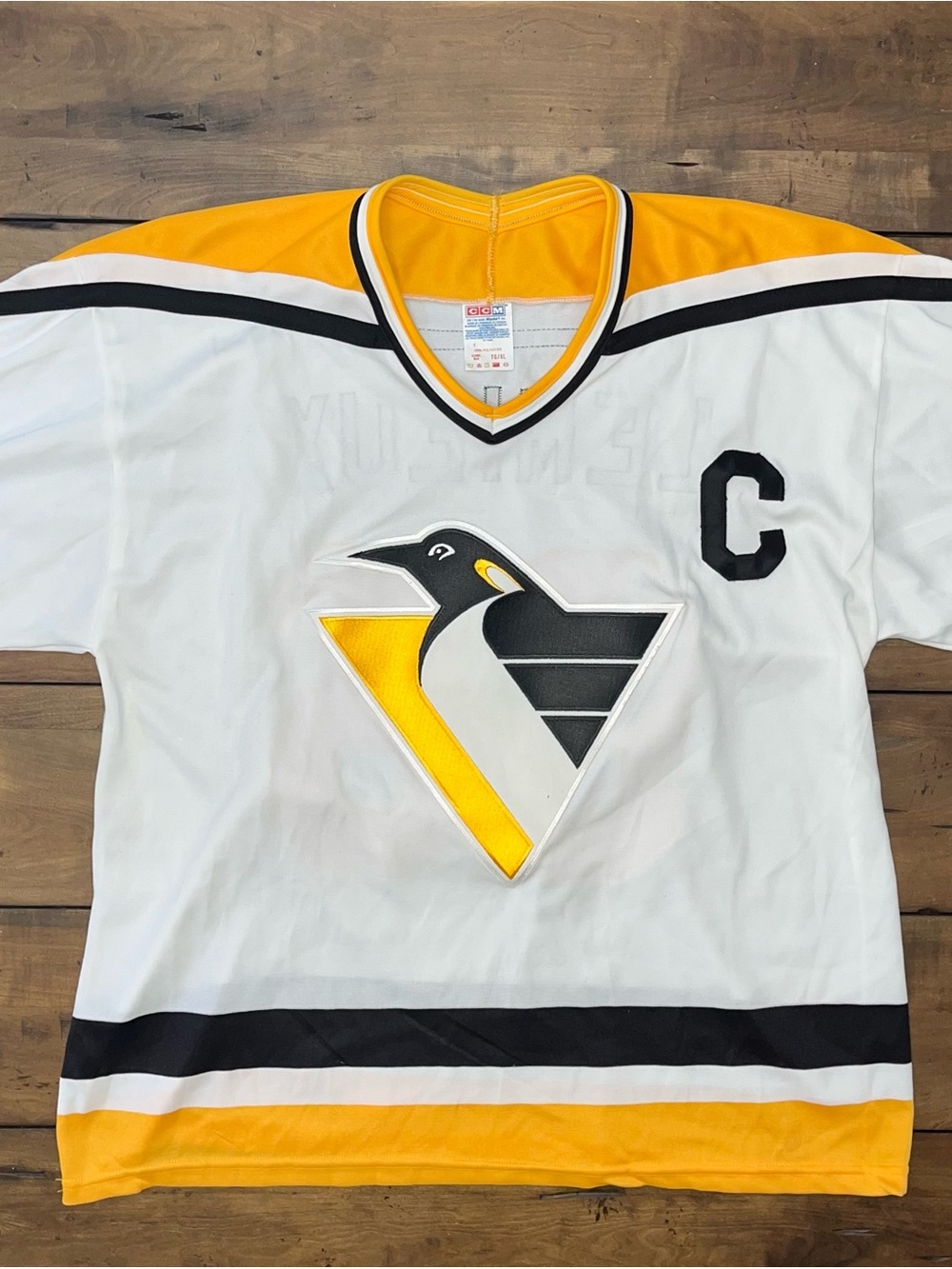 Authentic Vintage 1980s  Pittsburgh Penguins, CCM hockey jersey with captain C